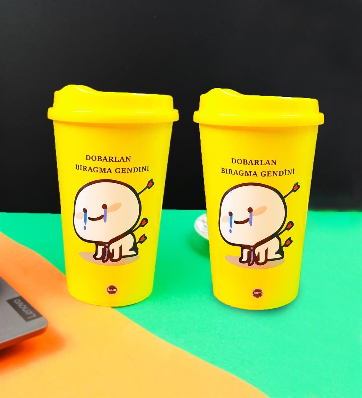2'Lİ Dobarlan Bıragma Gendini Tasarımlı Plastik Kahve Bardağı