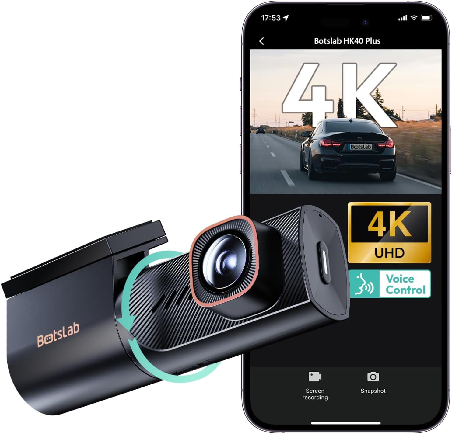 HK40 Plus Araç İçi Kamera 4K, Dahili GPS, 5.8GHz Wi-Fi