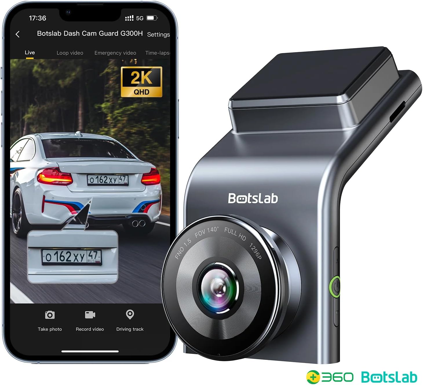 360+ G300H Pro 3K QHD ADAS Wifi + GPS 140° Geniş Açı Gece Görüşlü Akıllı Araç İçi Kamera