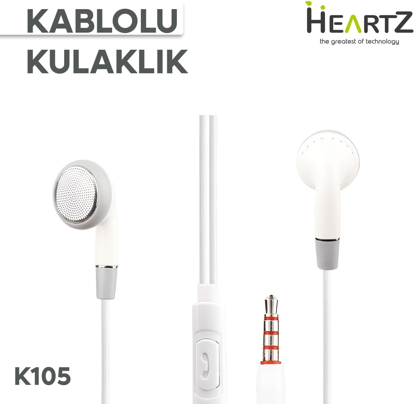 K105 STEREO 130 CM KLASİK ÇİVİ JACK EFSANE DÜZ MODEL DAHİLİ MİKROFONLU KABLOLU HİFİ HD SES KABLOLU KULAKLIK (BEYAZ)