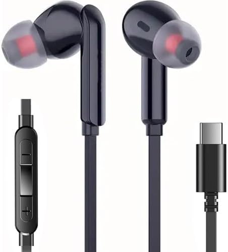 Tak Çalıştır Type-C Kulakiçi Kablolu Kulaklık Mikrofonlu Iphone 15 Pro Max S24 Ultra Uygun Kulaklık (siyah)