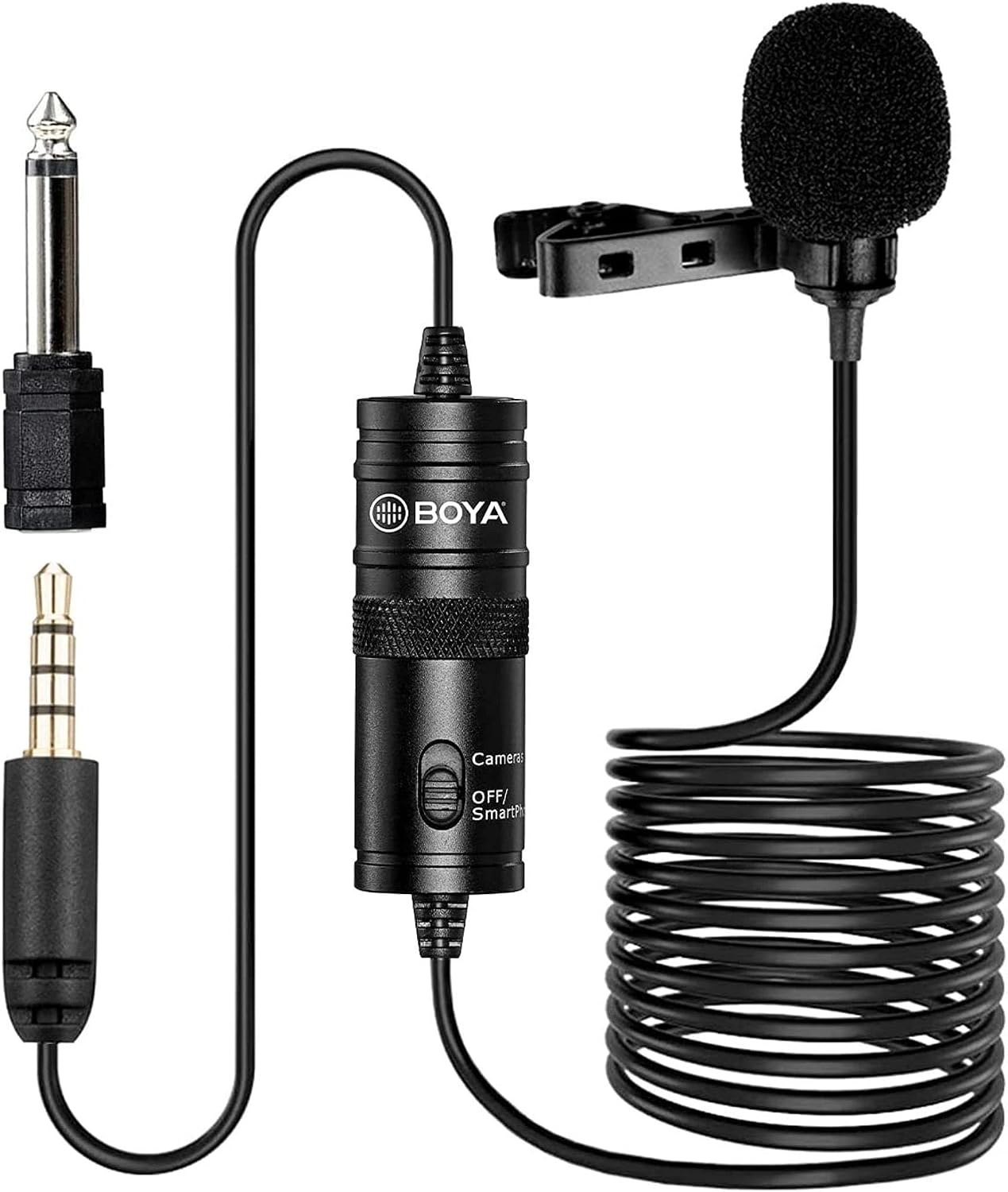 by-M1 akıllı telefon ve Canon/Nikon Kamera için 3,5 mm Lavalier-mikrofon, siyah, kullanma kılavuzu İngilizce dil