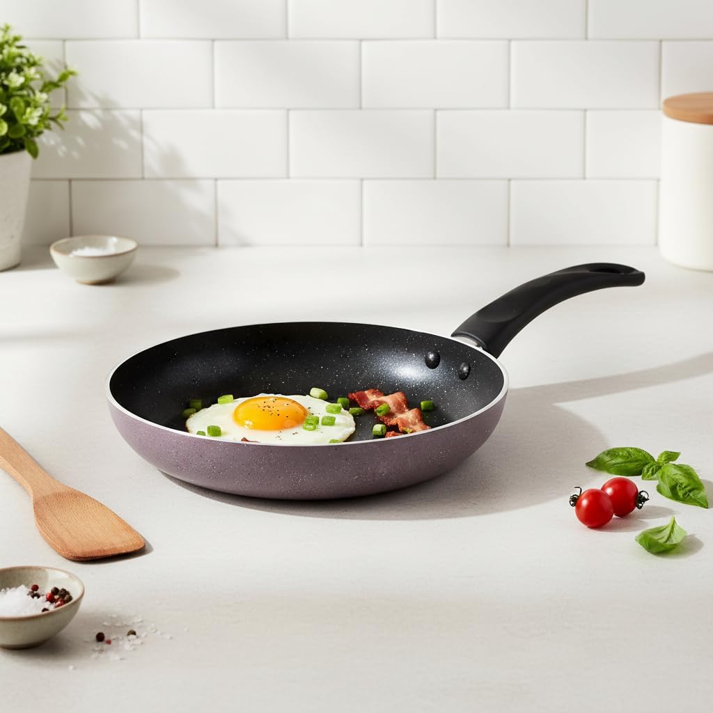Papilla Optimum Argos Plus 26 cm Mor Kırçıl Granit Efektli Yapışmaz Kızartma ve Sote Tavası