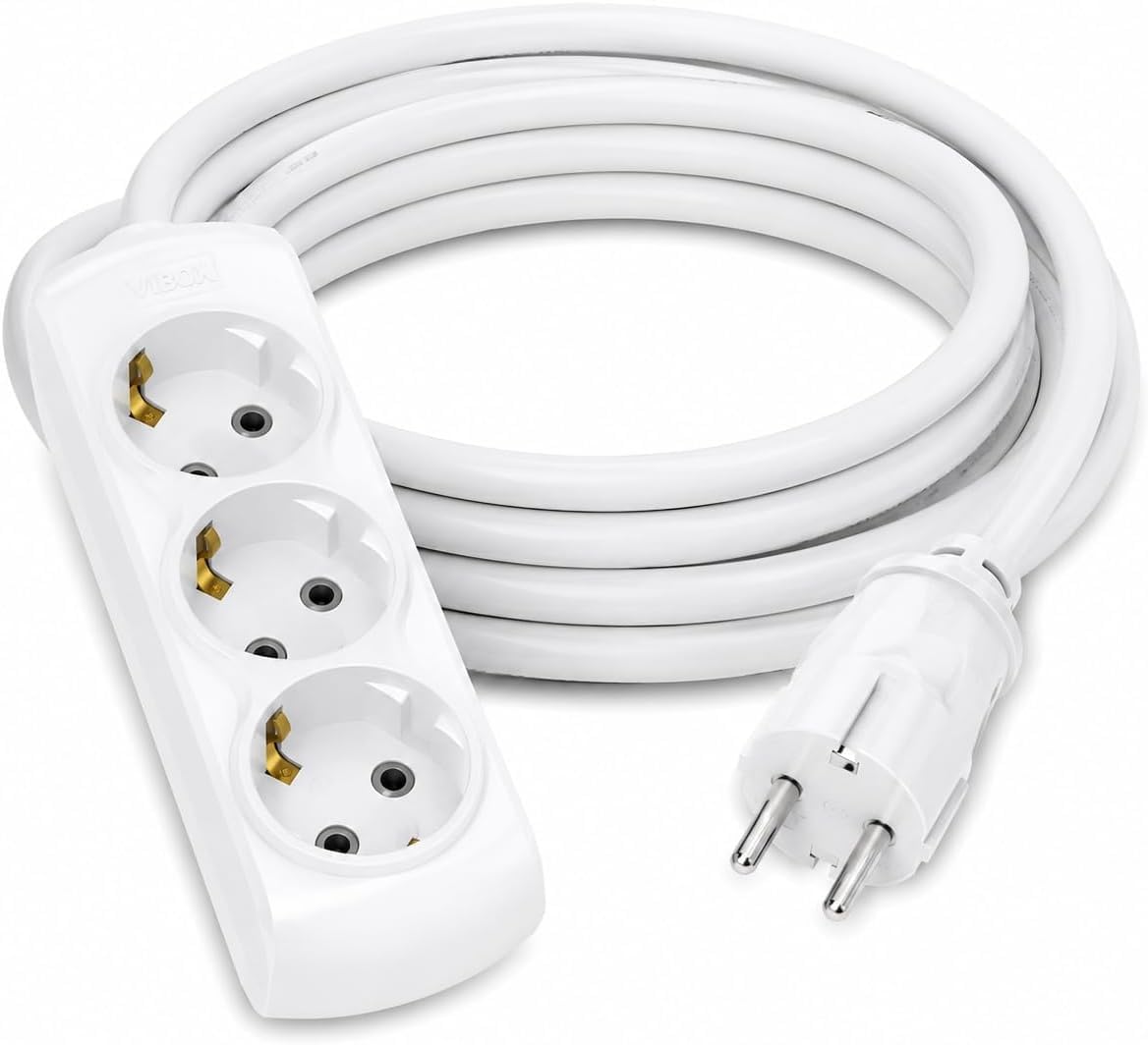 3 Metre Uzatma Kablosu, Topraklı Elektrik Uzatma Kablosu, Dayanıklı PVC Kablolu Güç Uzatma Kablosu, Ev, Ofis, Mutfak, Salon, Çocuk Odası ve Çalışma Alanları İçin, Elektrikli Ev Aletleri