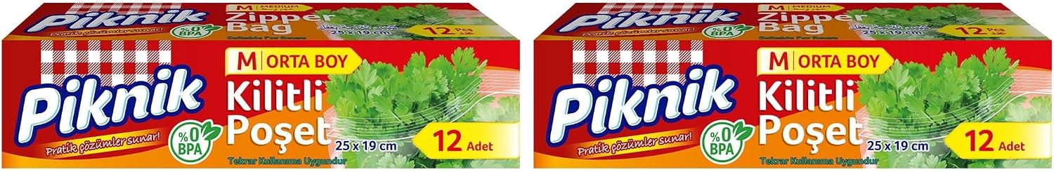 Orta Boy Kilitli Buzdolabı Poşeti 12li 2li paket