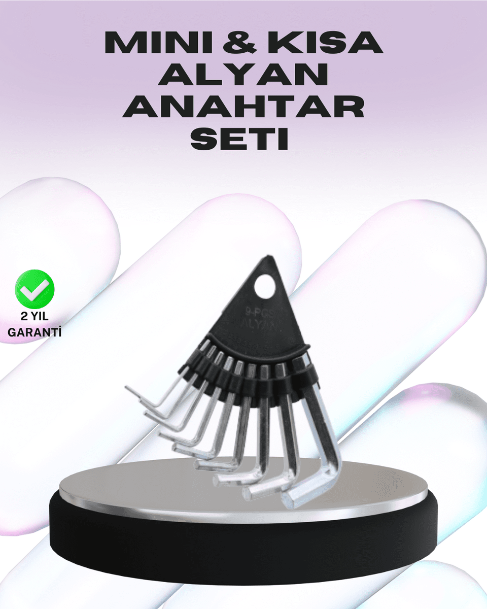 9 Parça Alyan Anahtar Seti Farklı Metrik Ölçü Pratik Taşıma