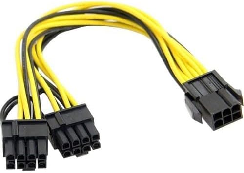 PrimeX PX-4302 6 Pin to 2x8 Pin PSU Ekran Kartı Güç Çevirici Kablo, PCI-E 6 Pin Dişi to 2 Adet 6+2 Pin Erkek GPU Power Splitter, 18AWG Bakır Mining Ekran Kartı Güç Kablosu, 20 cm