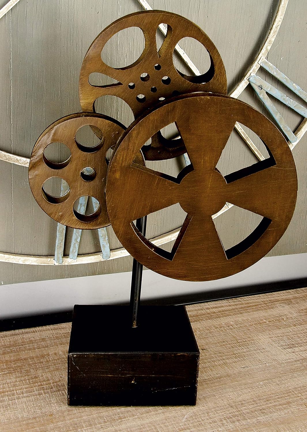 Metal Film Makaraları Heykel, 11" x 5" x 16", Kahverengi