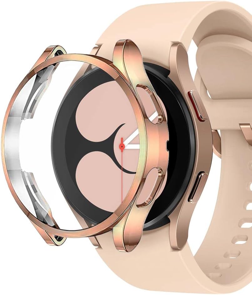 Samsung Galaxy Watch 4 44mm için Kılıf 360 Full Round Soft Silicone Rose Gold [Galaxy Watch 4 44mm ile Uyumlu Kılıf - Rose Gold]