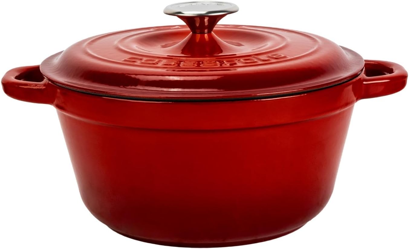 Döküm Yuvarlak Tencere Döküm Demir Kapak New Heritage Serisi Çap 26cm. Kırmızı