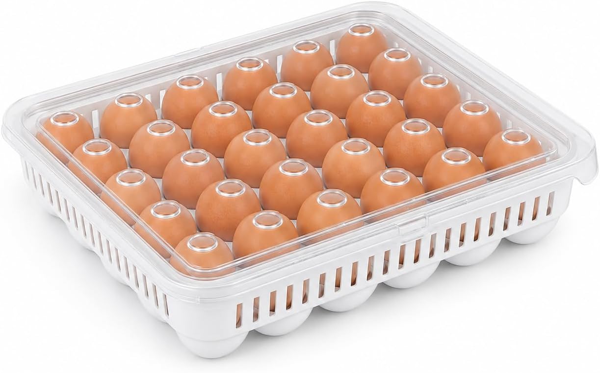 30 Gözlü Kilitli Yumurta Saklama Kabı Plastik Yumurta Taşıma Kutusu Kapaklı Şeffaf Buzdolabı Düzenleyici BPA Free 30'lu Yumurta Organizeri