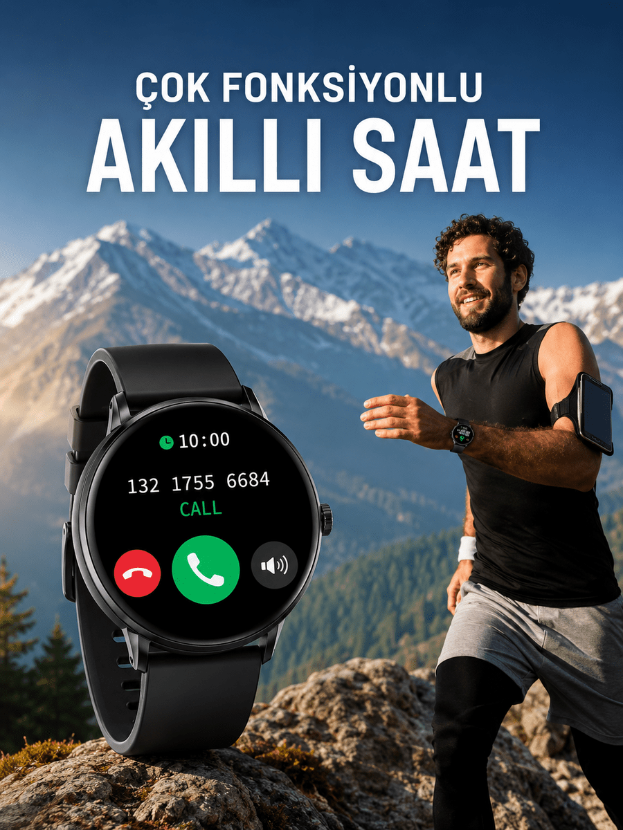 Akıllı Saat Çok Fonksiyonlu Sesli Görüşme NFC Uyumlu Amoled Ekran