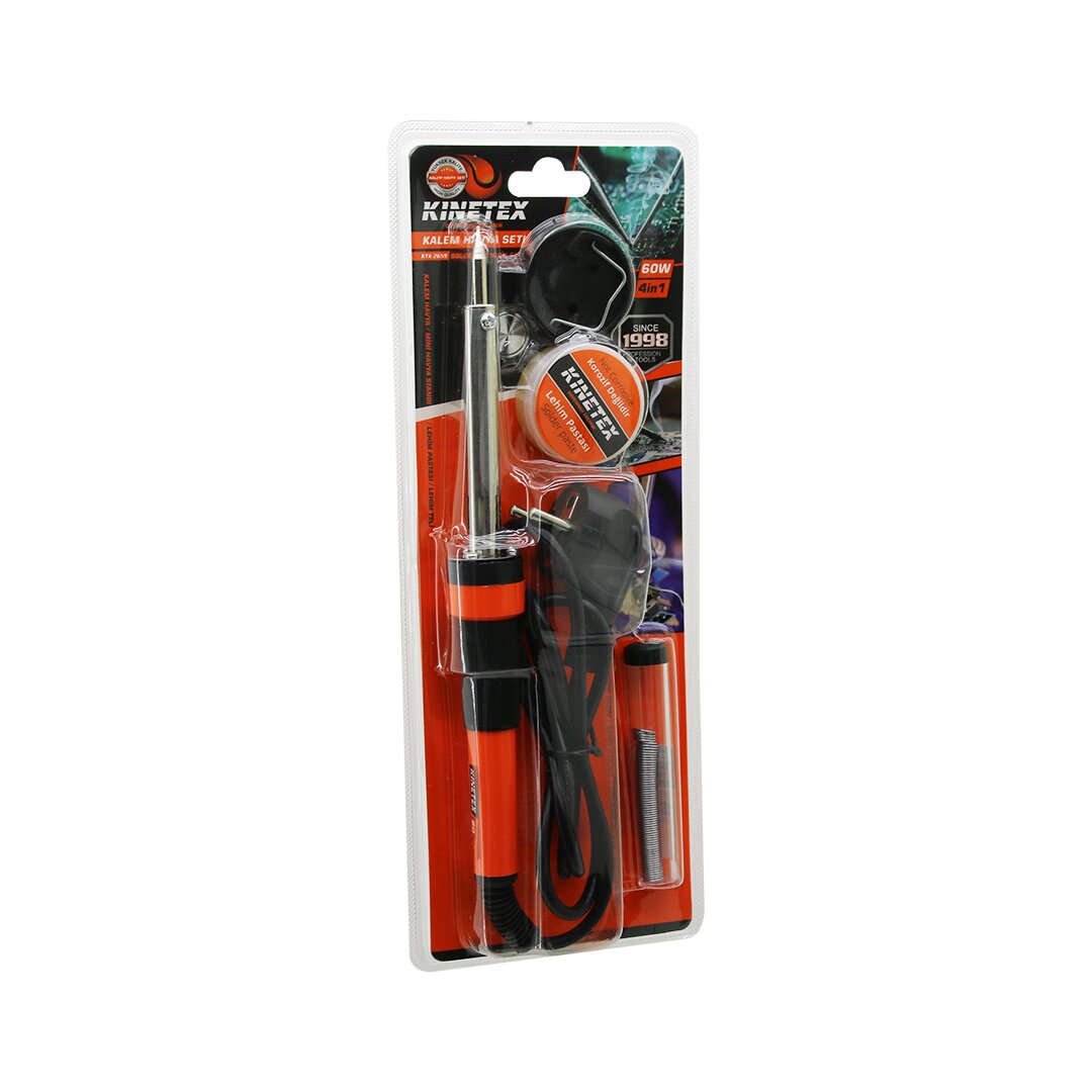 4İN1 Kalem Havya Lehim Seti 60W Kalem Havya - Mini Stand - Lehim Pastası - Lehim Teli