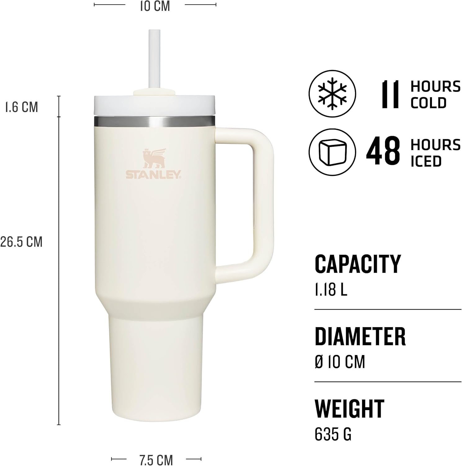 Quencher H2.0 FlowState Pipetli Termos Bardak 1.18 Litre - Krem | Paslanmaz Çelik