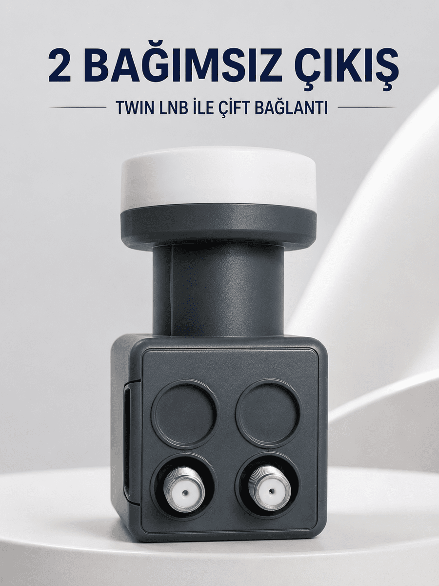 Çift Çıkışlı Twin LNB 4K Ultra HD Uyumlu Ku Band Uydu Anten Başlığı 0.1 dB