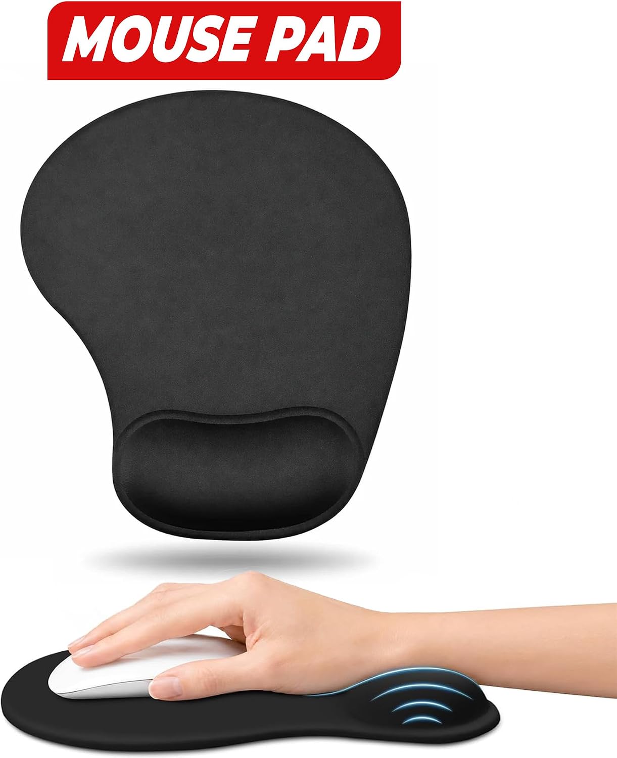 Bilek Destekli Mouse Pad, Memory Foam Hafızalı Süngerli Ergonomik Fare Altlığı, Kaymaz Tabanlı Mousepad, Ofis, Bilgisayar ve Laptop Kullanımına Uygun Masa Pedi