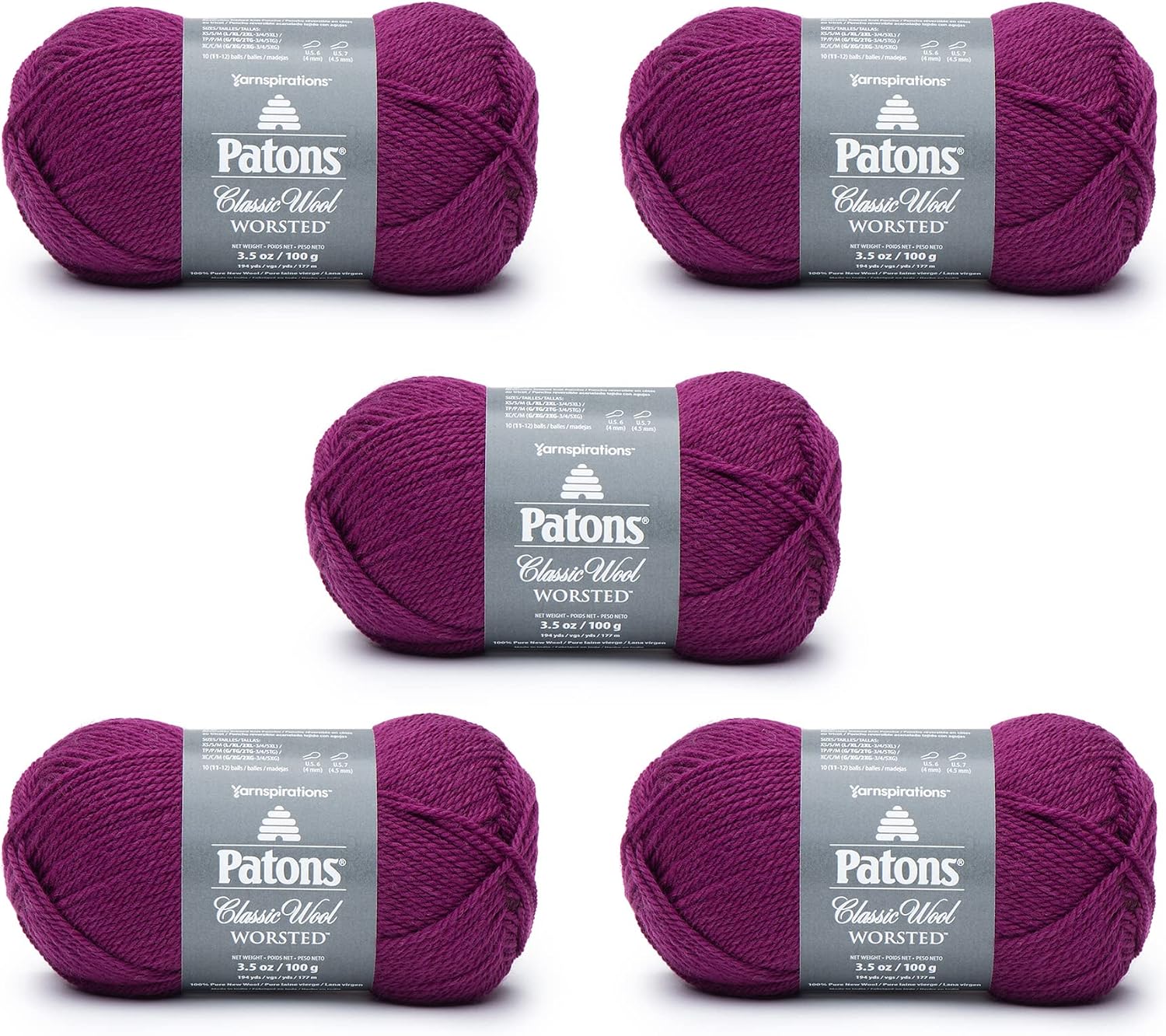 Klasik Yün Amaranth İplik - 5 Paket 3,5 oz/100 g - Yün - 4 Medium - 210 Yard - Örgü/Tığ İşi