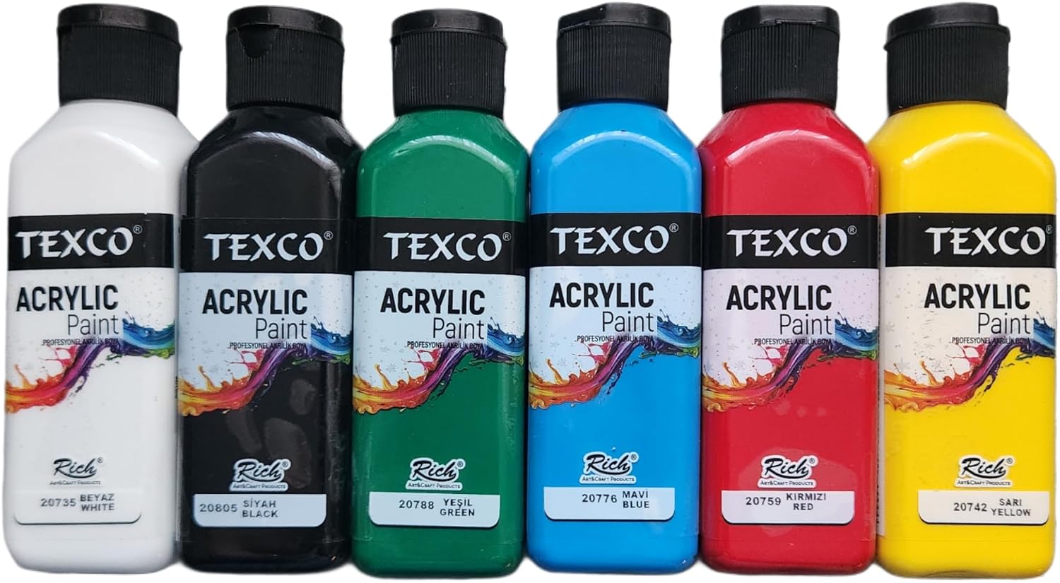 Texco Akrilik Boya Seti 6 Renk, 130 ml
