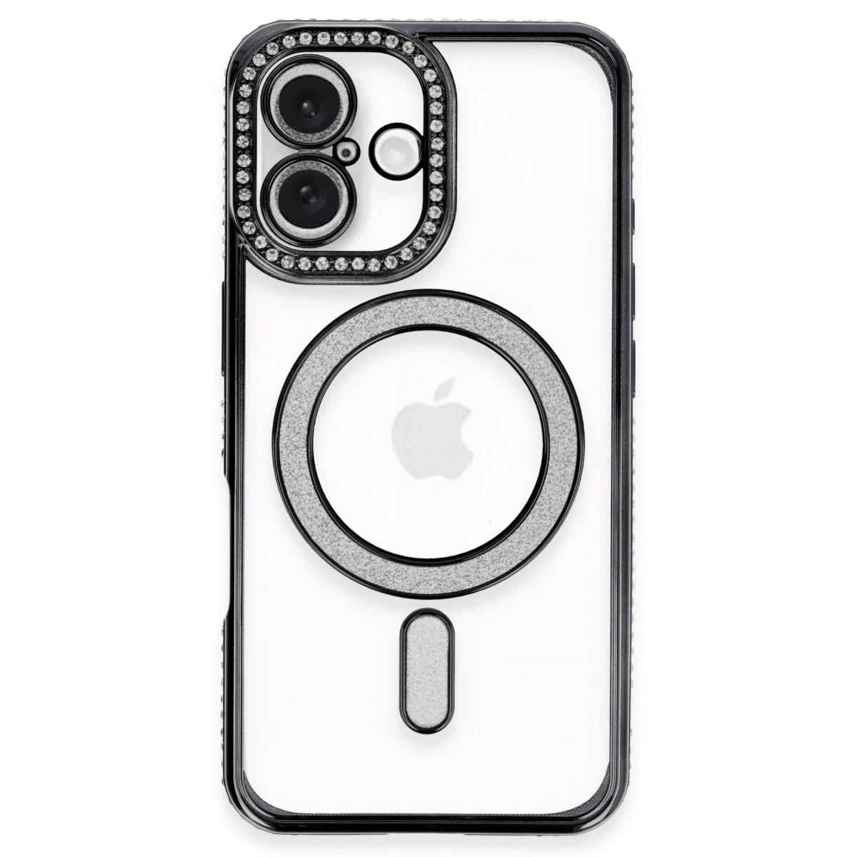 Apple iPhone 16 Plus Kılıf Joke Simli Magneticsafe Kılıf - Siyah
