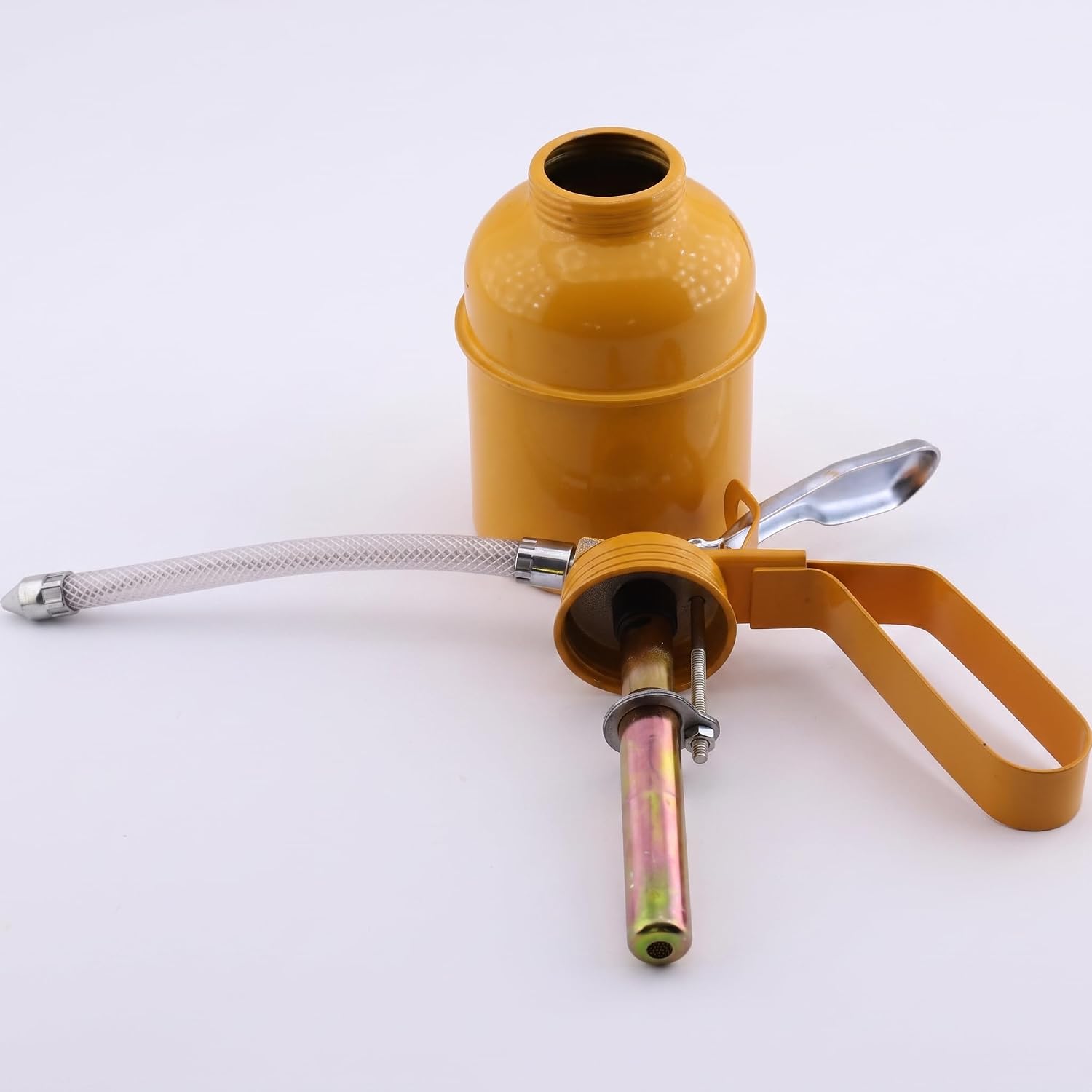 Spiralli Metal Yağdanlık 500 cc - Esnek Hortumlu Manuel Pompalı Yağ Tenekesi - Sanayi, Otomotiv, Atölye ve Bisiklet Yağlama Pompası (Sarı)