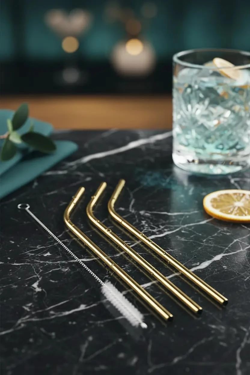 Lisanslı 3'Lü Metal Pipet Seti – 304 Paslanmaz Çelik – Temizleme Fırçalı