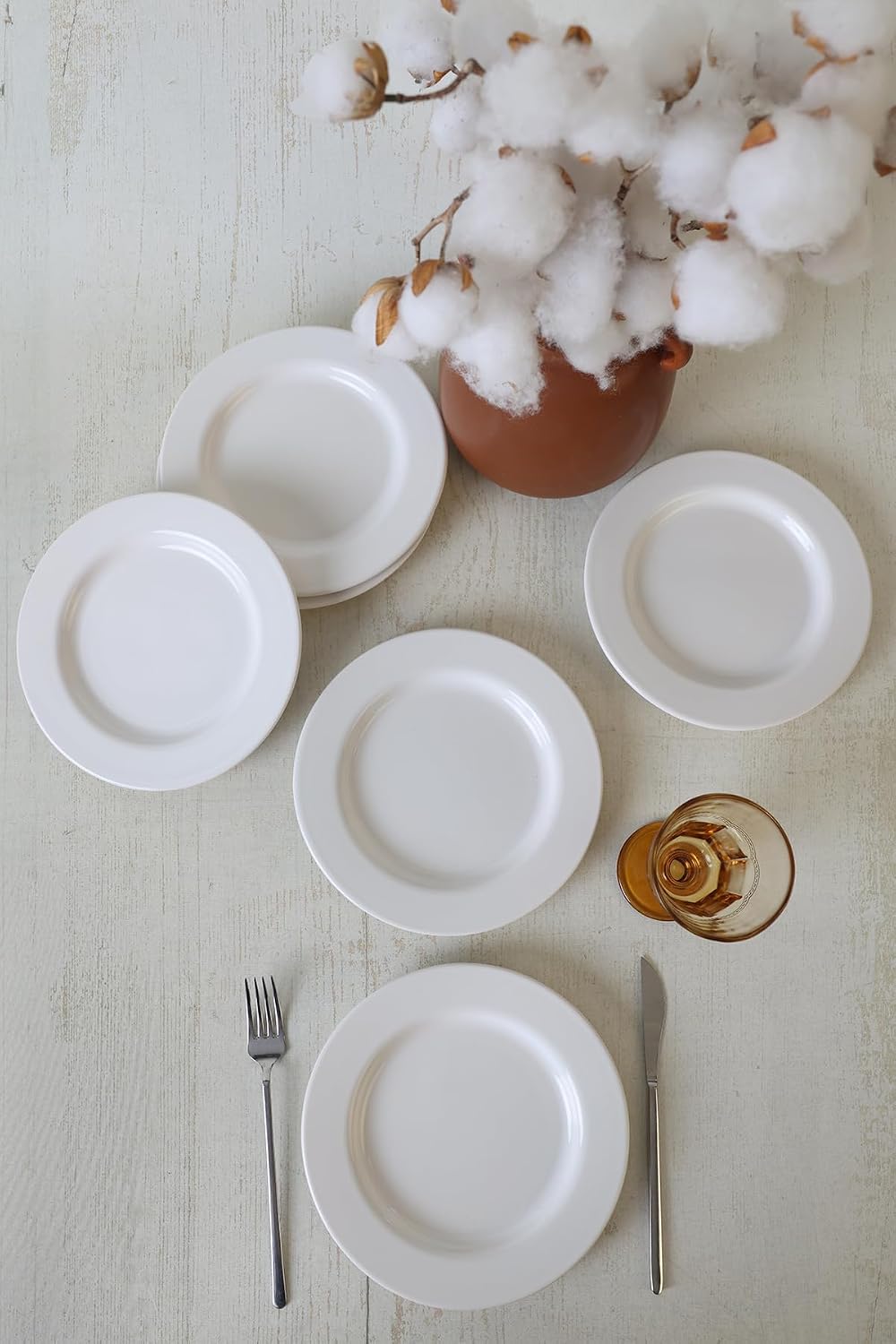 Beyaz Assos Pasta Tabağı 22 Cm 6 Adet 006