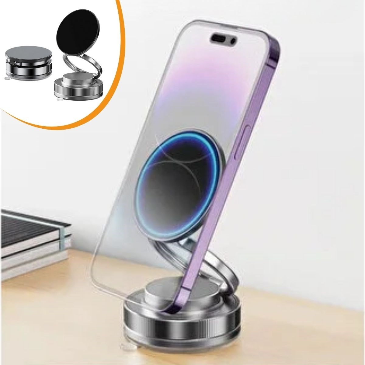 Vakumlu Manyetik Telefon Tutucu – Güçlü Vakum 360 Derece Döner Araç İçi Telefon Standı, Ultra Sabit Manyetik Destekli Mobil Cihaz Aparatı