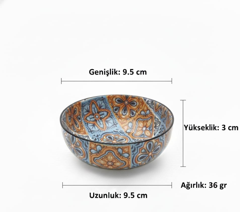 Metal Çerezlik Mandala Desen – Renkli Dekoratif Servis Kasesi, Yuvarlak Sunum Tabağı 3'lü Set (D)