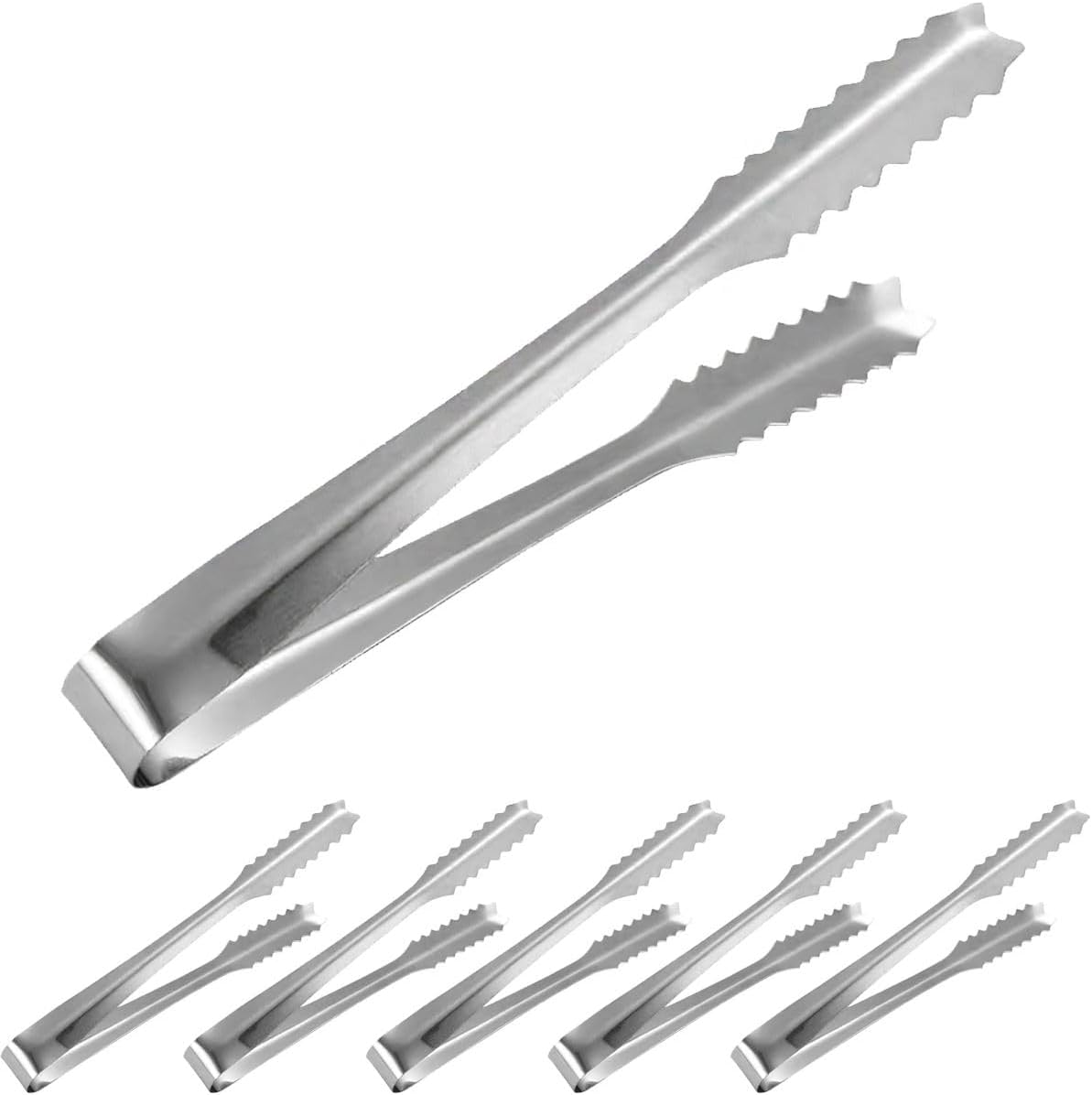 6 Adet Çelik 21 cm. Buz Ve Şeker Maşası mt129-6