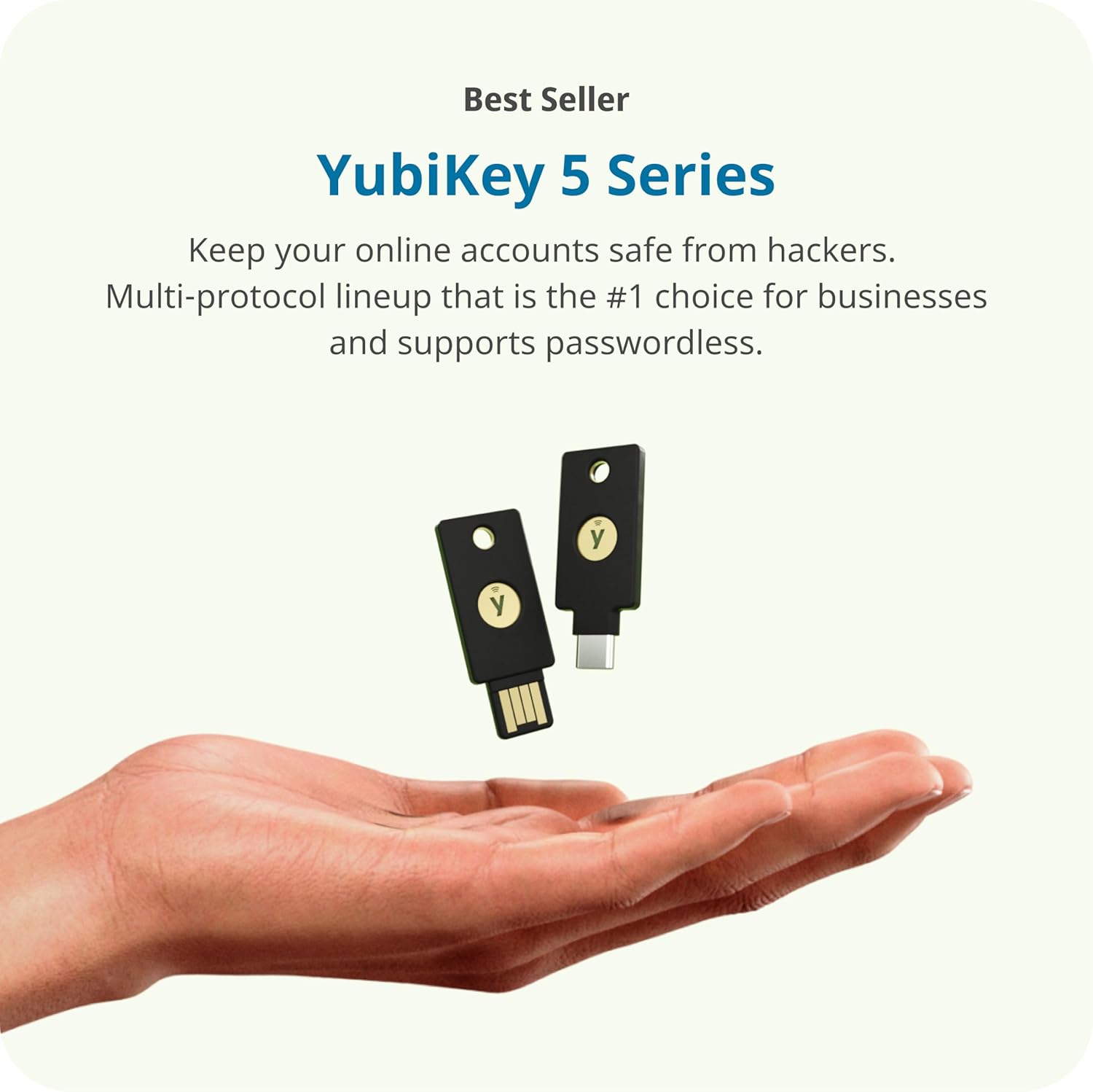 YubiKey 5 Nano - İki Faktör Kimlik Doğrulama USB Güvenlik Anahtarı, USB-A Bağlantı Noktasına Uyar - Çevrimiçi Hesaplarınızı Şifre Than ile Koruyun, Fido Sertifikalı USB Şifre Anahtarı, Ekstra Kompakt