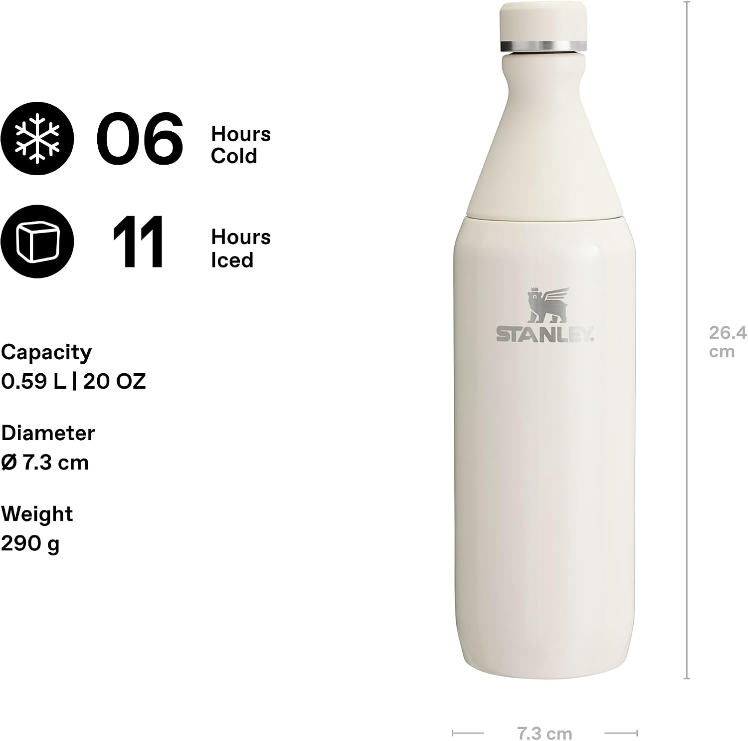 All Day Slim Soğuk Su Termosu 0.60 Litre - Krem | Paslanmaz Çelik