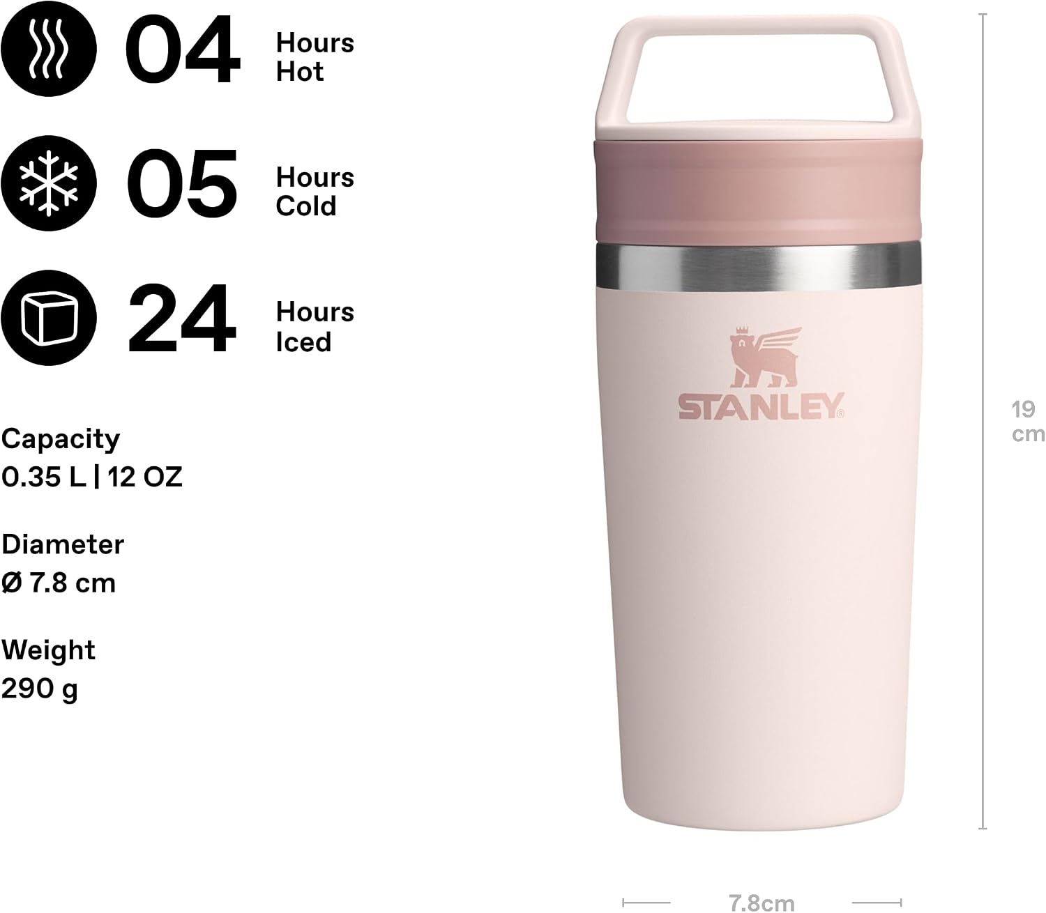Café-to-Go Termos Bardak 0.35 Litre - Pembe Kuvars (Rose Quartz) | Paslanmaz Çelik