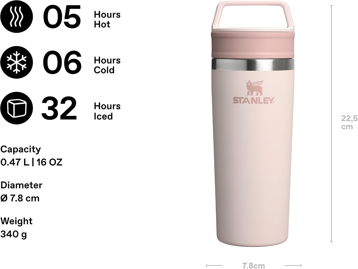 Café-to-Go Termos Bardak 0.47 Litre - Pembe Kuvars (Rose Quartz) | Paslanmaz Çelik