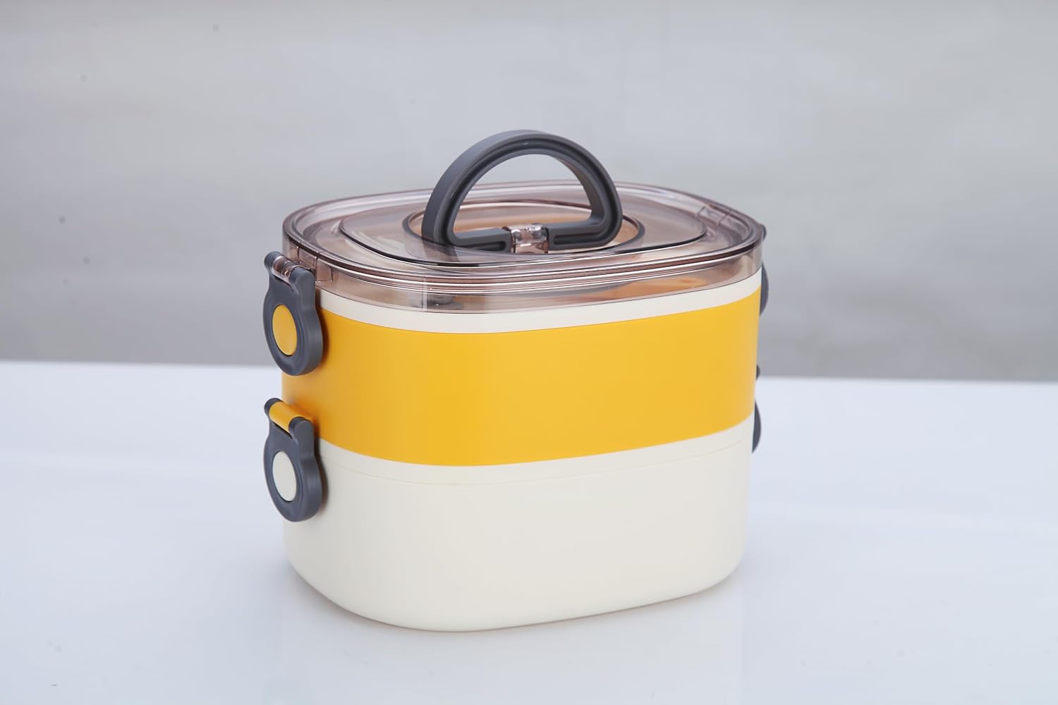 Beslenme Kutusu İki Katlı - Paslanmaz Çelik - 1900ml Yeni Nesil Beslenme Kabı Lunch Box (Sarı)