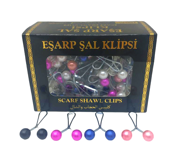 Renkli 100 Parça Eşarp Başörtü - Şal Klipsi