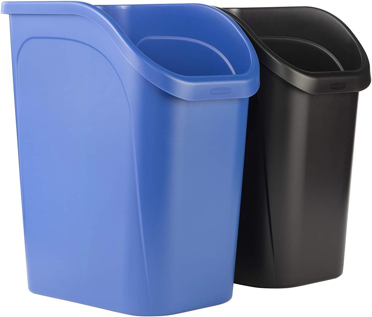 Tezgah Altı Küçük Çöp Kovası, Geri Dönüşüm/Atık için 2'li Paket Mavi ve Siyah, 9,4 Galon, Mutfak/Banyo/Ofiste kullanım için Lavabo/Masa/Dolap altına sığar