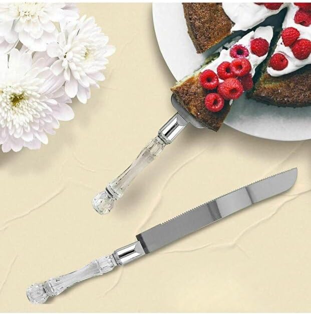 Kristal Saplı Pasta Servis Seti Spatula Bıçak Ikili Set