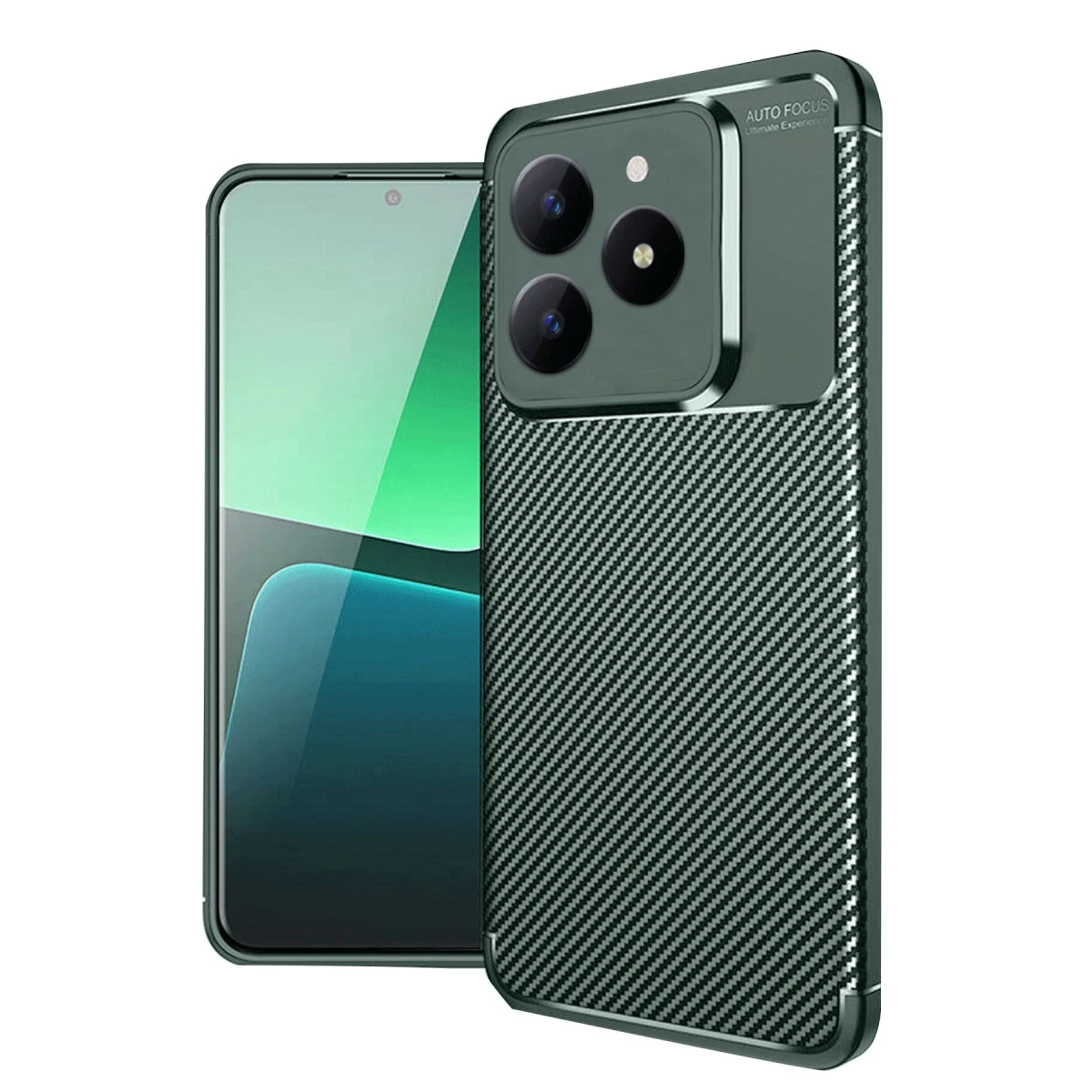 Realme C61 Kılıf Auto Focus Karbon Kapak - Koyu Yeşil