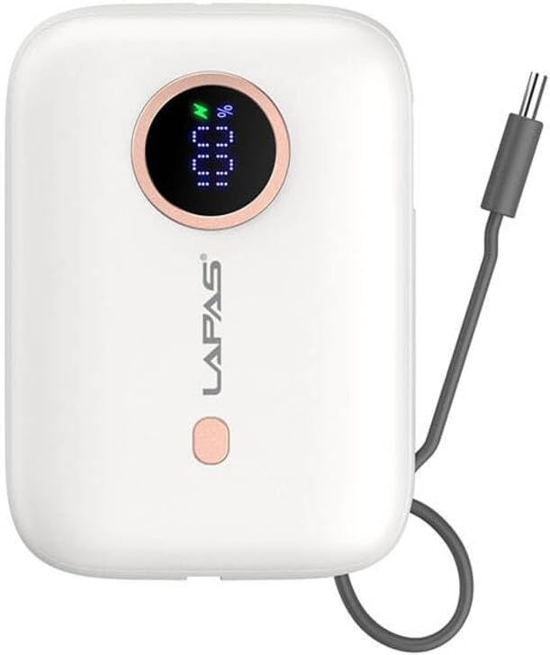 Taşınabilir Powerbank 10.000mAh LP-PW001 Dijital LED Göstergeli Type-C Kablolu Beyaz