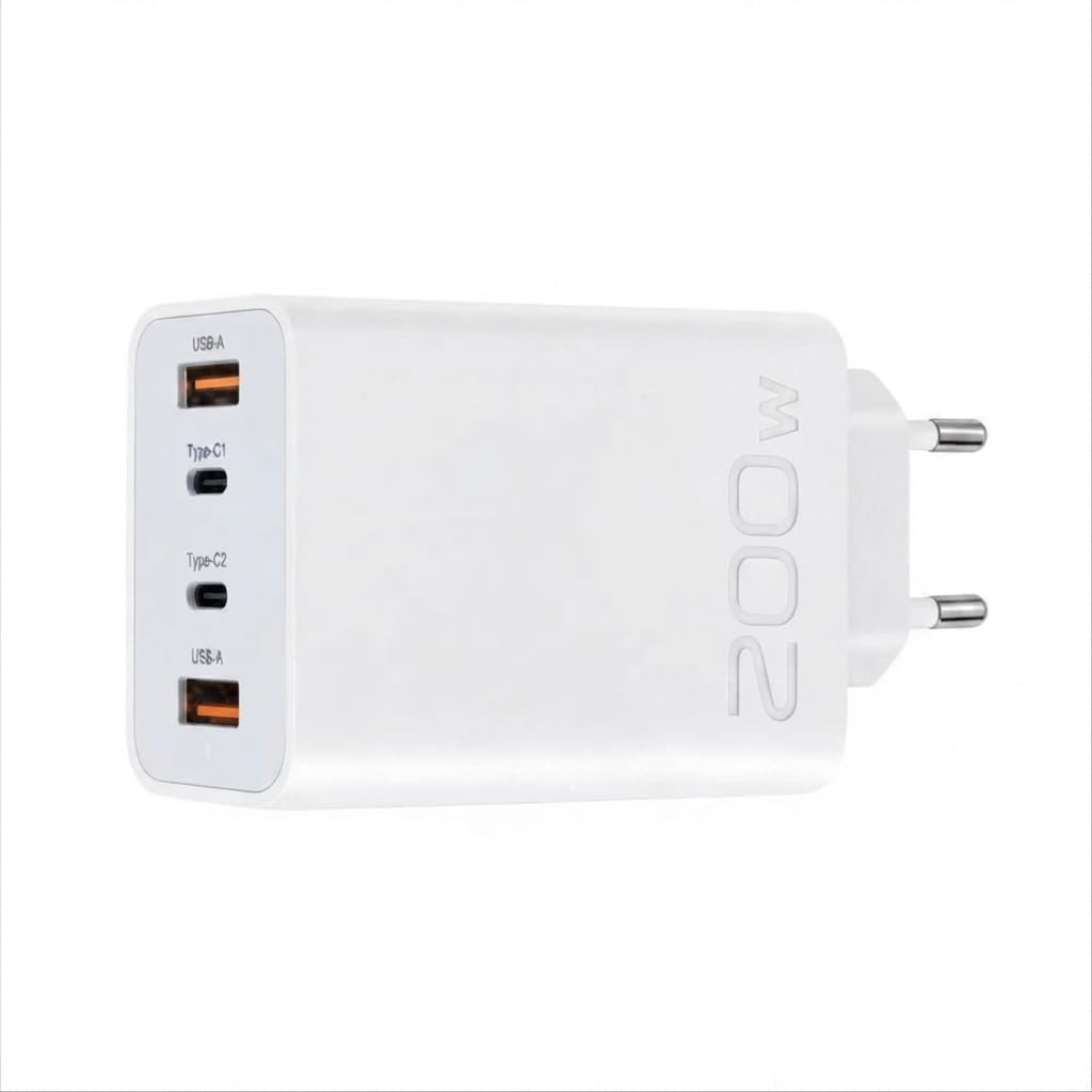200W 2 Type C + 2 USB Toplam 4 Çıkışlı Hızlı Şarj Aleti