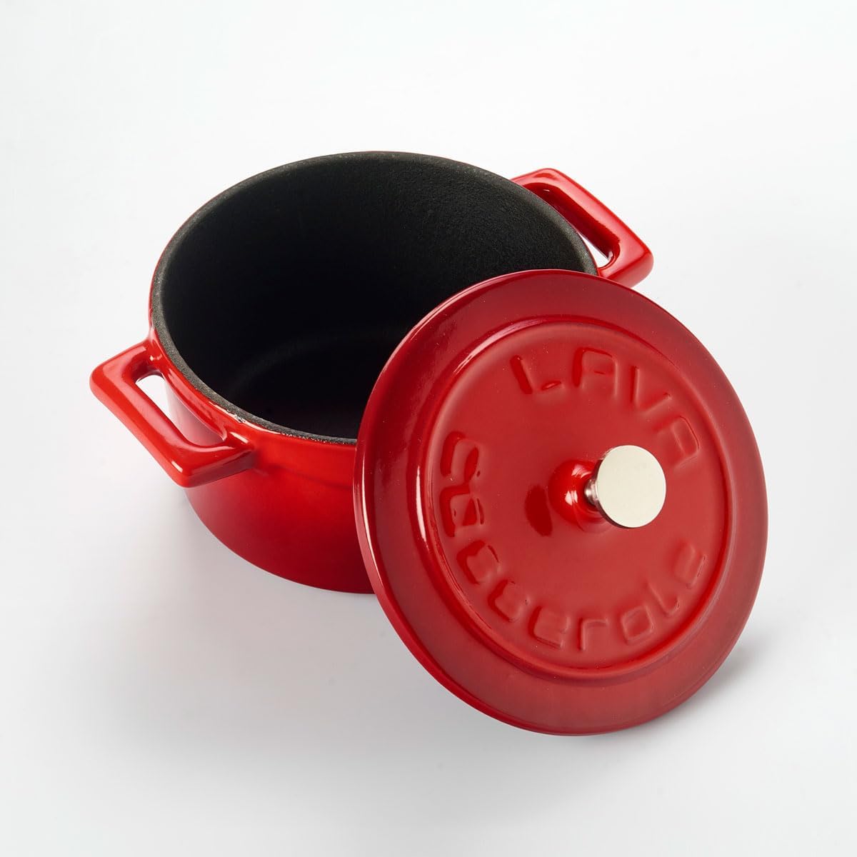 Metal Döküm Mini Tencere, 10 cm, 0.35 L Hacim, Kırmızı