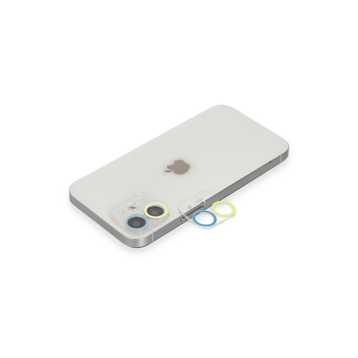 Apple iPhone 12 Mini Renkli Kamera Lens Koruma Cam - Sarı-Mavi