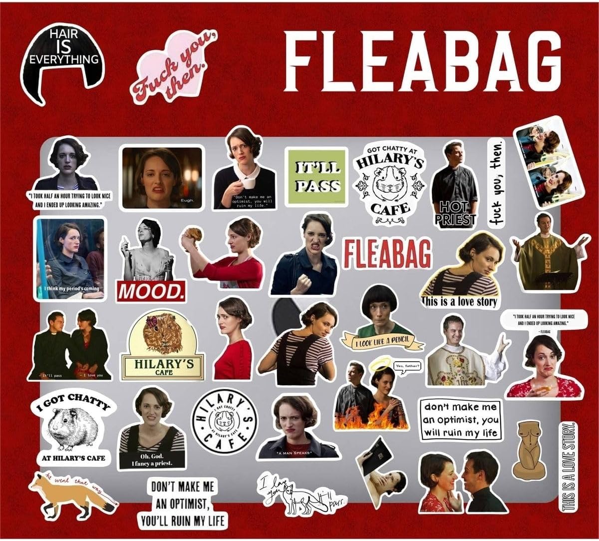 Fleabag Laptop Notebook Telefon Kılıfı Sticker Paketi