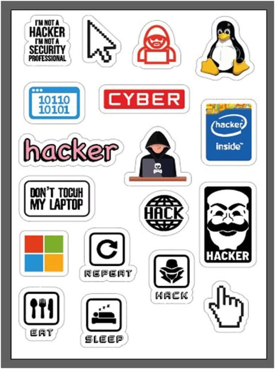 Hacker Temalı Sticker Set 18 Adet
