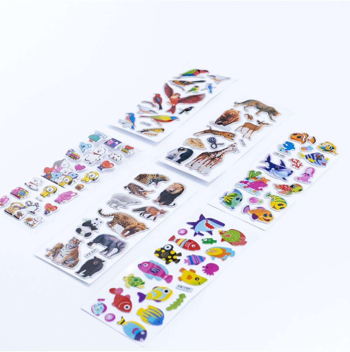 6 Adet Kabartmalı Yapışkan Sticker, Hayvanlar Alemi