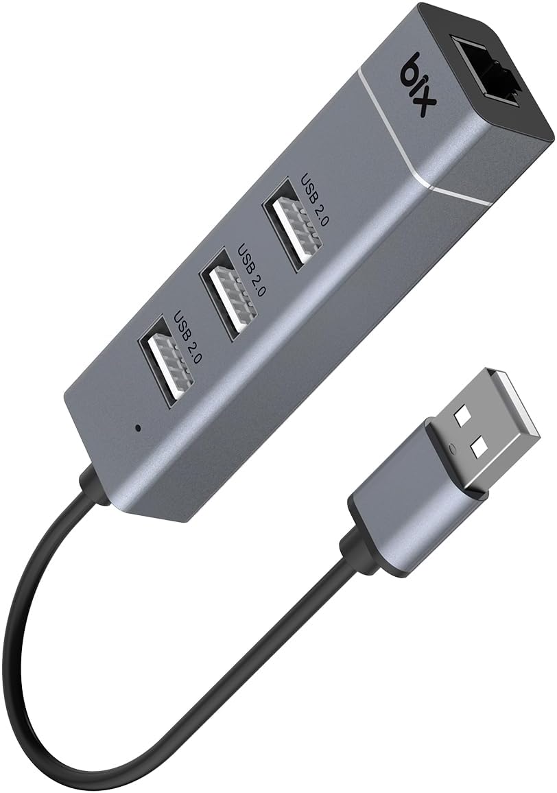 BX03HB USB 2.0 Hub 3 Port ve RJ45 Ethernet Adaptör 10/100Mbps MacBook Uyumlu Çoklayıcı (3 adet USB 2.0 ve 1 adet Ethernet)