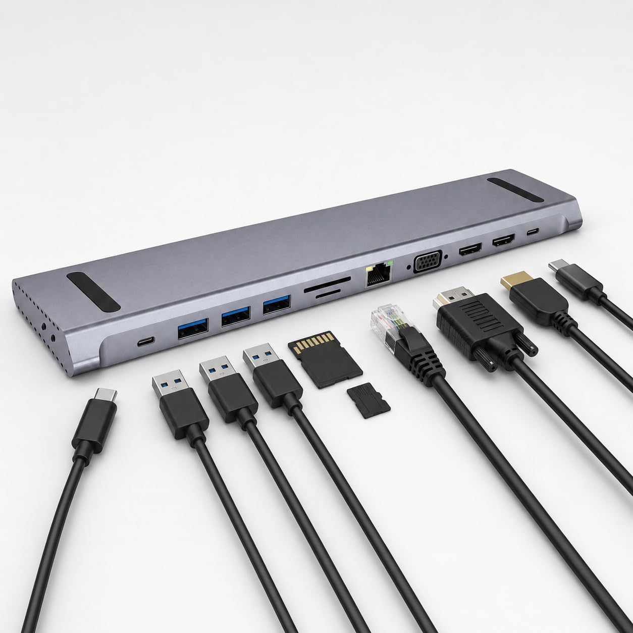 13 in 1 Port USB-C Hub 4K HDMI DP VGA 100W PD Ethernet SD ZR1356