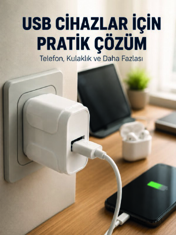 12W USB Şarj Adaptörü 5V 2.4A Hızlı ve Güvenli Şarj Başlığı