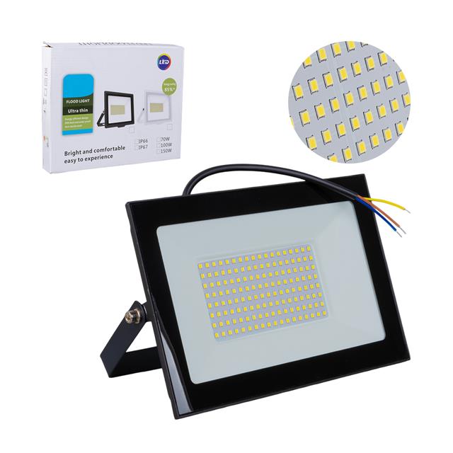 PM-22572 100 Watt - 220 Volt 6500K IP66 150* Işık Açısı Siyah Slim Kasa Beyaz Led Projektör
