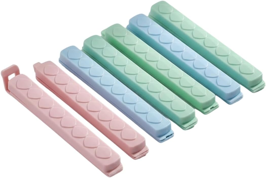 Poşet Klipsi 10 cm – Gıda Poşeti Kapatma Mandalı, 6 Adet Çok Amaçlı Plastik Klips, Mutfak ve Saklama için (Renkli Set)